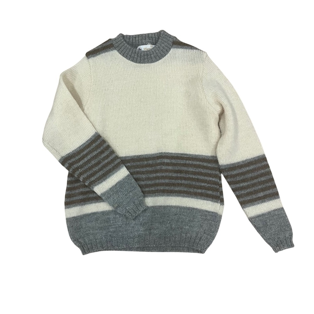Vintage Winona Knits Mens‎ Medium Pure Wool Striped Crewneck Sweater Minnesota